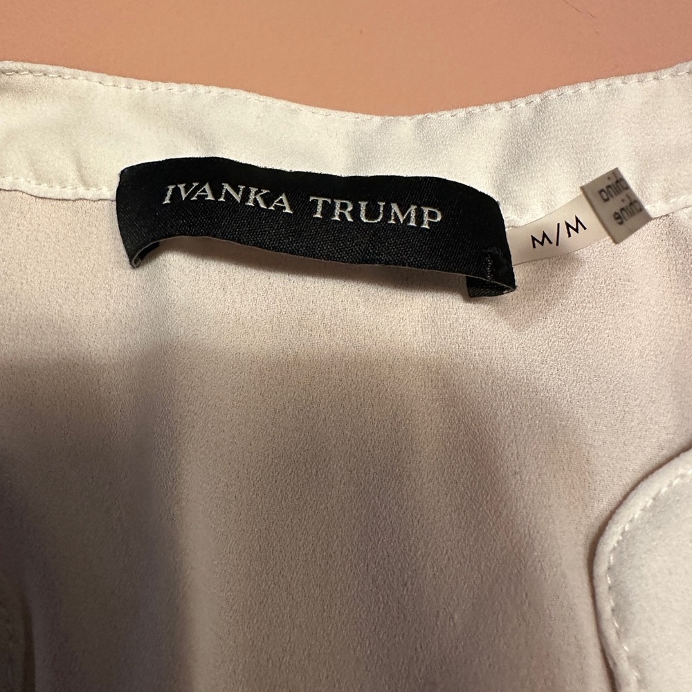 Ivanka Trump White Ruffle Open Shoulder Blouse - Picture 2 of 10